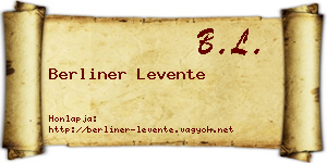 Berliner Levente névjegykártya